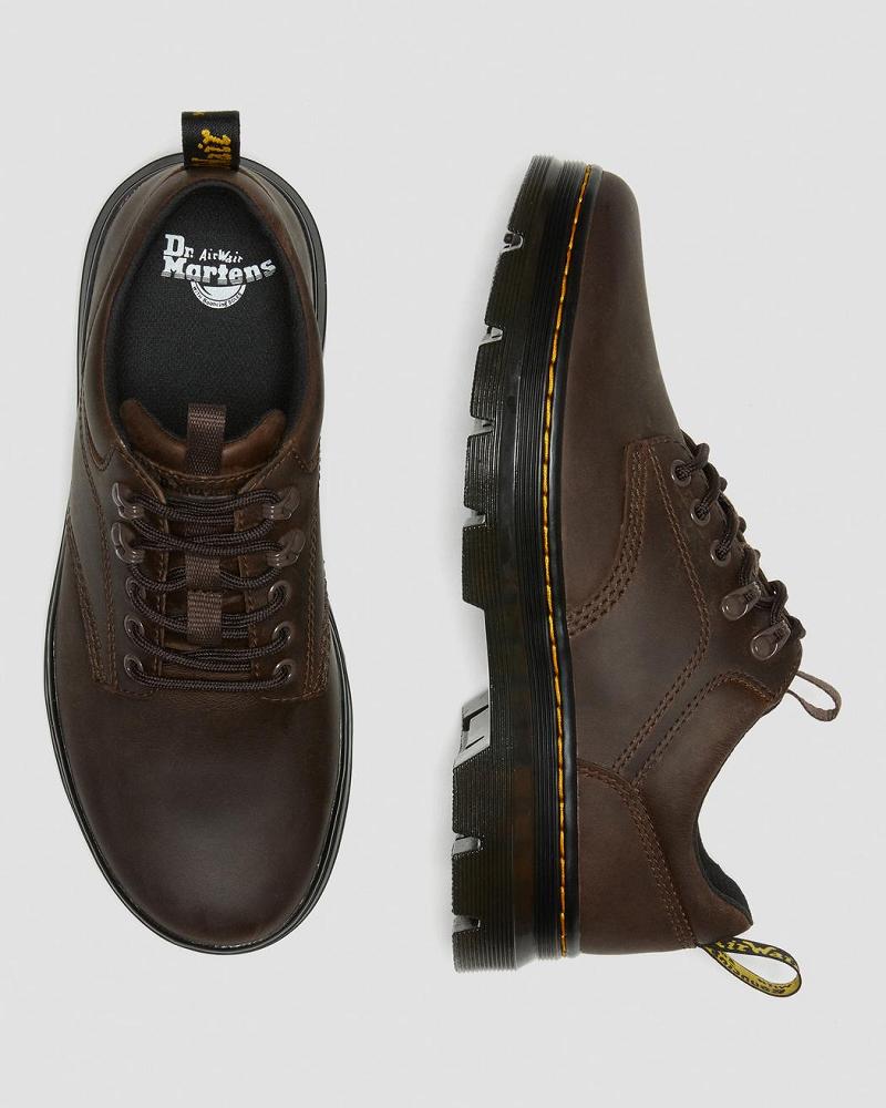 Dark / Brown Men's Dr Martens Reeder Crazy Horse Leather Utility Shoes | CA 643ZUT